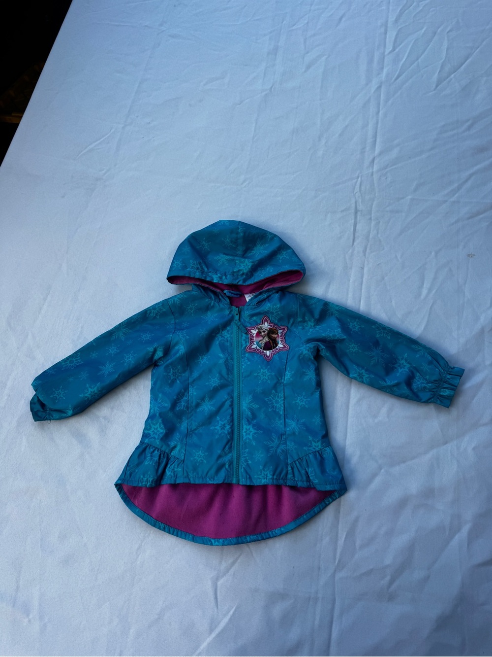 Disney Girls' Teal Hooded Jacket with Pink Lining 2T